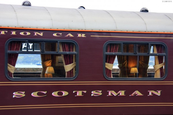 The Royal Scotsman
This carriage seems to have been set aside for Scotsmen only.  I must admit I think I could become accustomed to this standard of comfort.  If you are wondering how much it would cost you probably aren't a suitable customer for [url=http://www.belmond.com/royal-scotsman-train/] The Royal Scotsman. [/url]   The photo was taken at Wemyss Bay Station.
