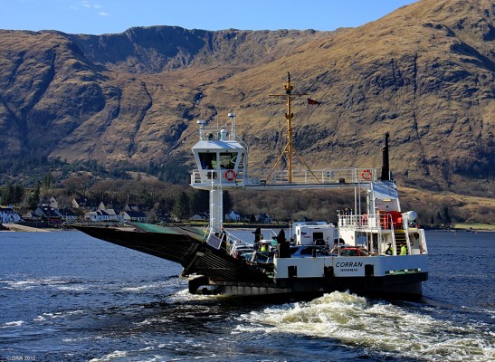 The Corran Ferry
The Corran Ferry departs on its regular crossing across the Corran Narrows on Loch Linnhe. [url=http://www.streetmap.co.uk/map.srf?X=202120&Y=763542&A=Y&Z=115/] Map location. [/url]
