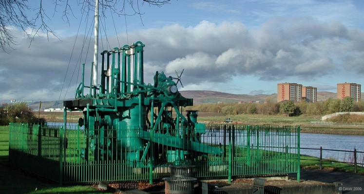 The Engine, Renfrew
The Steam Engines from the Tug, "Clyde".  Built for the Clyde Navigation Trust by A & J Inglis of Glasgow in 1851 and designed by Andrew Brown, who was also Provost of Renfrew at varies times for a period of 15 years.  The Engines were present to the town by William Brown in memory of his father Andrew.  [url=http://www.streetmap.co.uk/map.srf?X=251005&Y=668447&A=Y&Z=120/] Map location. [/url]
