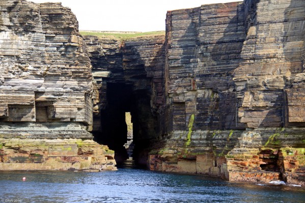 The Gloup, Isle of Stroma
The Gloup is a partially collapsed sea cave on the Isle of Stroma in the Pentland Firth.  It stretches some 150m inland from the sea.   It is said that islanders used it for smuggling.  They allegedly concealed illegal distilling from the Customs by hiding the stills and alcahol in a cave within the Gloup, called "The Malt Barn".  [url=http://streetmap.co.uk/map.srf?X=334821&Y=978232&A=Y&Z=115/] Map location. [/url]
