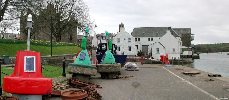 The Good Old Buoys, Kirkcudbright
A spring time view of Kirkcudbright harbour.  This is a working harbour on the river Dee, Navigation Buoys are being repaired at the Harbourside.    Castle Maclellan, built in 1582, can be seen behind the trees.   [url=http://www.multimap.com/map/browse.cgi?lat=54.837&lon=-4.0539&scale=25000&icon=x/]Map location.[/url] 
