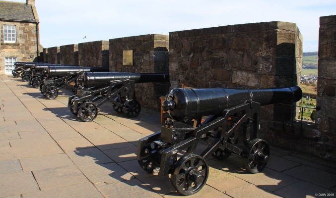 The Grand Battery, Stirling Castle
Built in 1689 as a defence against the Jacobite threat, the master Gunners House is in the background.  The battery was used to great effect on 6th January 1746 to destroy a Jacobite artillery emplacement on Gowan Hill.
