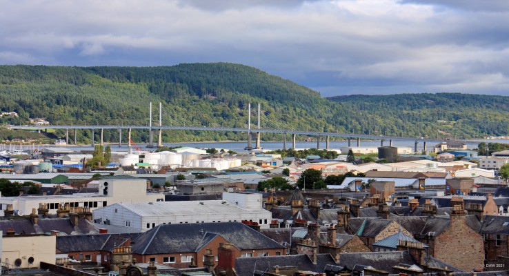The Kessock Bridge, Inverness
A view of the Kessock Bridge from the top of Inverness Castle.  The bridge carries the main route north over the Beauly Firth
