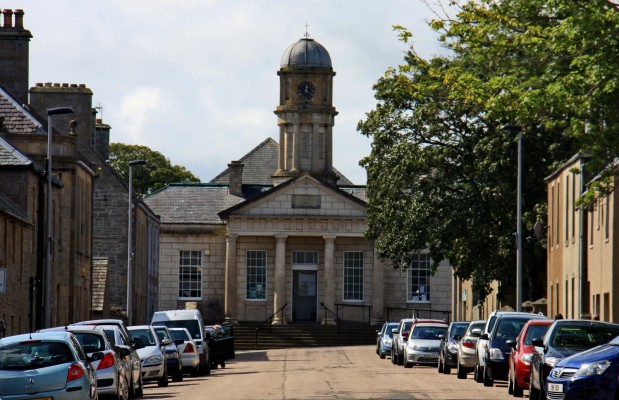The former Miller Insitution, Thurso
Looking down Brabster Street toward Thurso Library.  It was built in 1859 as a school and paid for by the Rev Alexander Miller of Thurso. [url=http://www.streetmap.co.uk/map.srf?X=311572&Y=968112&A=Y&Z=106/] Map location. [/url]
