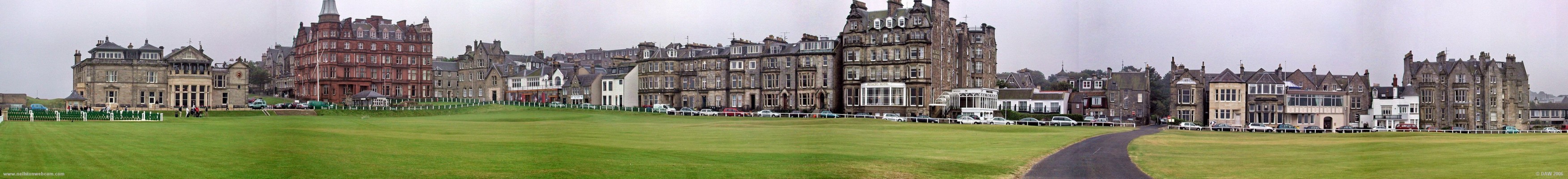 The Old Course, St Andrews
On the extreme left is the clubhouse of the Royal & Ancient Golf Club of St Andrews, you'd be wrong in think its their course though, this is probably the oldest public golf course in Scotland.  It is thought that golf has been played here since 1552.  The first Tee is in front of the R&A clubhouse, on Sundays no play is permitted and the land reverts to being parkland for the people of St Andrews.
