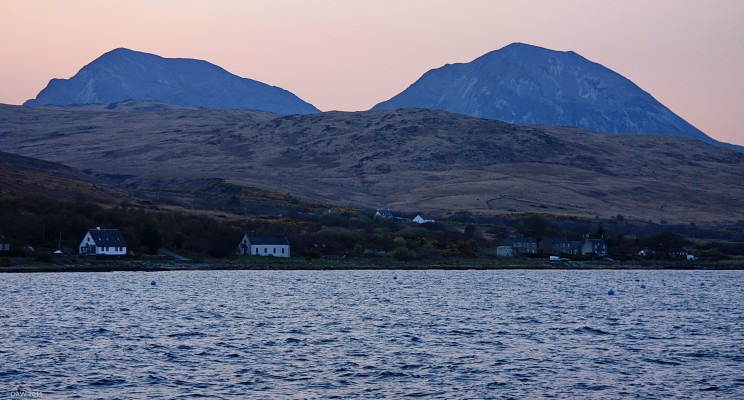 The Paps of Jura at dusk
Looking towards the paps of Jura from the end of the pier at Craighouse on Jura. [url=http://www.streetmap.co.uk/map.srf?X=153047&Y=667025&A=Y&Z=120/] Map location. [/url]
