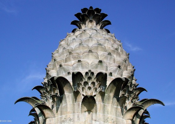 The Pineapple, Airth
A close up view of the stone work of the Dunmore Pineapple. Built by John Murray, 4th Earl of Dunmore, some time after 1770  when he returned from being Governer of Virginia.  Pineapples are apparantly popular as architectural decoration there.   [url=http://www.streetmap.co.uk/map.srf?X=288920&Y=688520&A=Y&Z=120/] Map location. [/url]
