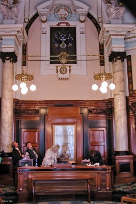 The Trust Hall, Clydeport Building, Glasgow
This photo doesn't really do justice to this impressive room, it is circular with a very high ceiling.  The building dates from 1886 and was built as headquarters for the Clyde Navigation Trust which was formed in 1858.  The organisation has changed names a few times and is now known as Clydeport.
