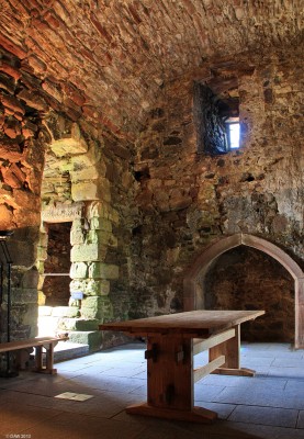 Inside the Great Hall, Portencross Castle
A view of the Great Hall in the 14th century[url=http://www.portencrosscastle.org.uk/index.htm/]  Portencross Castle. [/url]  Between 2009 and 2010 much restoration work was undertaken allowing visitors access into the castle and up on the roof.
