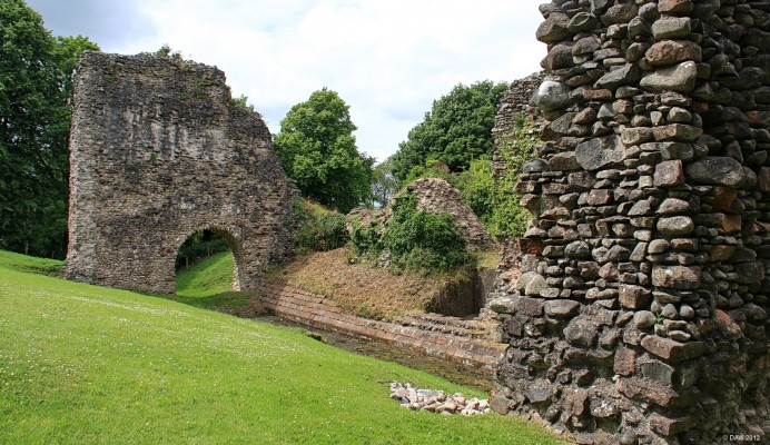 The Moat, Lochmaben Castle
The ruins of the 14th century Lochmaben Castle.  What you see here is some of the more intact part of what remains.  The problem is that after it fell into disuse the facing stones were 'robbed' for other buildings.  The lower stone near the water is what the castle would have been faced with so what remains is mostly the rough stone that was behind this to give the wall its strength.
