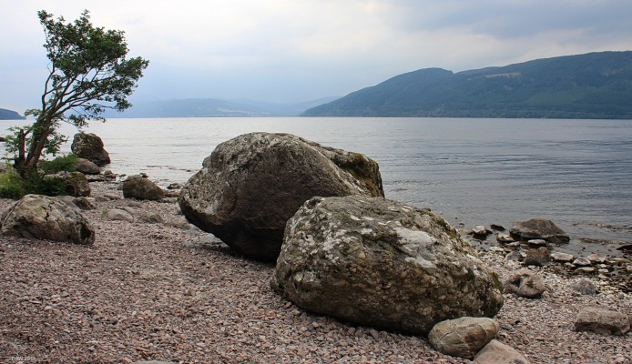 Loch Ness
Looking south towards Urquhart Bay from the East Shore.  A drive up the East side is a much more relaxed experience than driving up the A82 and there are plenty of quiet areas to stop at and look out over the loch and wonder what might, or might not be in there. [url=http://streetmap.co.uk/map.srf?X=256470&Y=829903&A=Y&Z=120] Map location. [/url]
