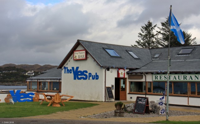 The King Haakon Bar, Kyeakin
Taken in 2014 when the King Haakon Bar in Kyleakin on the Isle of Skye became The Yes Pub.  [url=http://streetmap.co.uk/map.srf?X=175274&Y=826394&A=Y&Z=115/] Map location. [/url]

