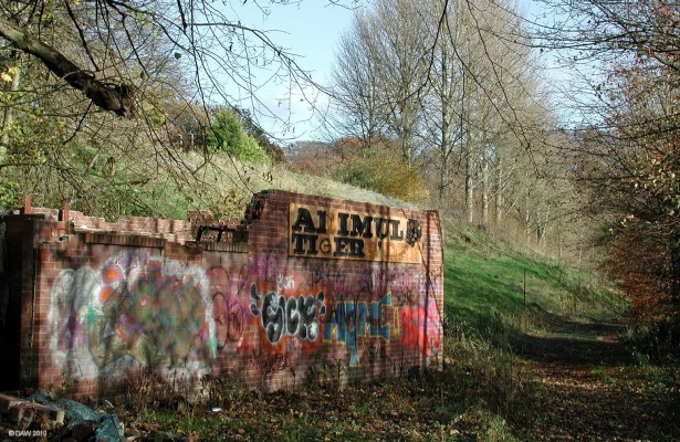 Tiger Cage, Calderpark Zoo, 2007
The remains of the Tiger cage at Calderpark Zoo, judging by the amount of Graffiti around the site there are still plenty wild animals around.
