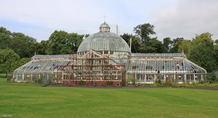 The Winter Gardens, Tollcross Park, 2016
A rather depressing view of the state of the Winter Garden in Tollcross Park in Glasgow, taken in summer 2016.  Apparently a storm in 2011 damaged it so badly it had to be closed.  Plans were drawn up in 2019 as to how to fund its restoration so hopefully this Catagory B listed building will return to its glory in the not too distant future.
