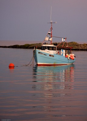Fishing boat, Craighouse, Jura
The evening light catches the small fishing boat Ceanothus, moored off Craighouse on the Isle of Jura.  The Small Isles are in the background.  [url=http://www.streetmap.co.uk/map.srf?X=153050&Y=667015&A=Y&Z=120/] Map location. [/url]
