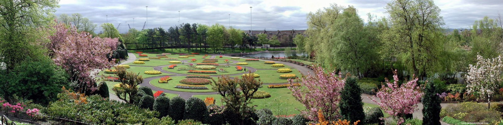 Victoria Park, Glasgow, spring time panoramic view
