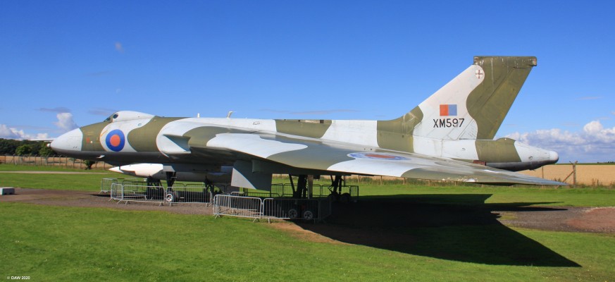 Avro Vulcan XM597, Museum of Flight, East Fortune, 2017
The Vulcan B2 was strategic nuclear bomber designed in the 1950's.  This particular example dates from 1963 and is one of only two of the Vulcan fleet that saw action.  It was involved in the bombing of Port Stanley Airport during the 1982 Falklands war.  But on one of those missions XM597 was forced to divert to Brazil due to a broken refueling probe.  It was held there until the end of the conflict.
