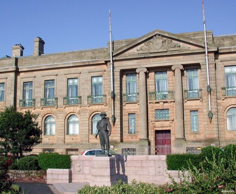 War Memorial, Ayr County Buildings
The War memorial in front of the county buildings in Ayr.  [url=http://www.streetmap.co.uk/map.srf?X=233186&Y=621777&A=Y&Z=115/] Map location. [/url]
