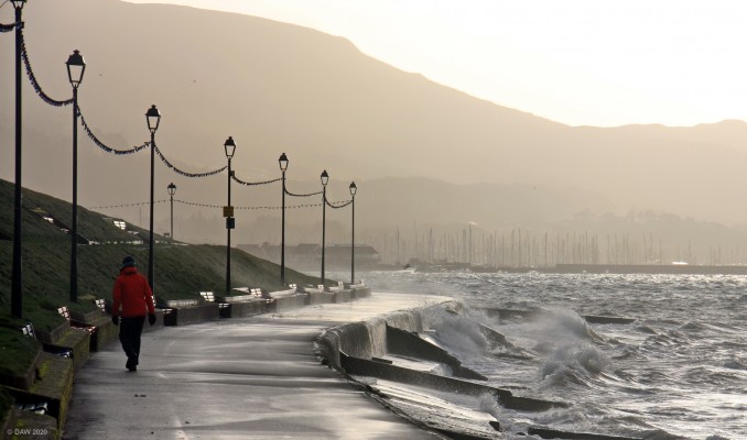 A windswept Largs Prom in winter.

