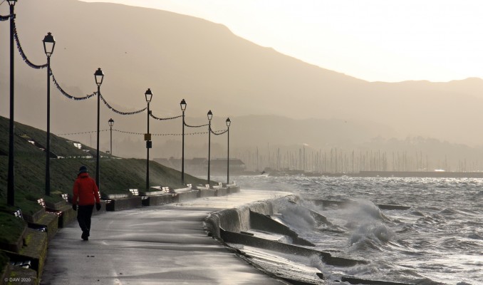 A windswept Largs Prom in winter.
