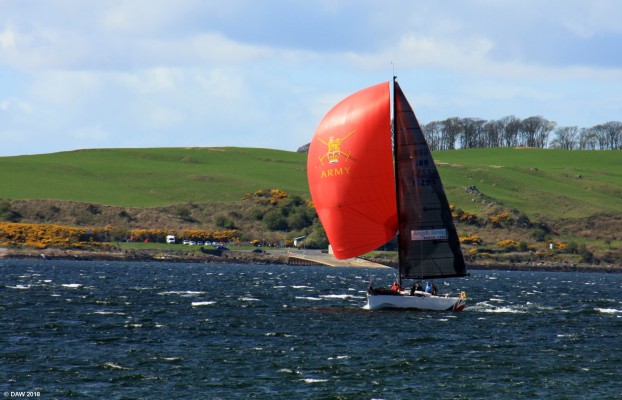 Red Sail, Firth of Clyde
Taken from Largs sea front with the Cumbrae ferry slip in the back ground.  I wonder what the Navy would have to say about this! [url=http://streetmap.co.uk/map.srf?X=220096&Y=659246&A=Y&Z=120/] Map location. [/url]
