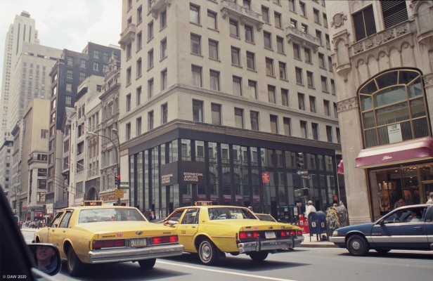 Yellow Cabs, New York City, 1989
A colleague once remarked that at street level New York was just like Glasgow, the buildings are just taller.  We laughed, but actually he was right, you could sit these yellow cabs on union street and they would look at home which is probably why Glasgow as a location for US cities in some films.
