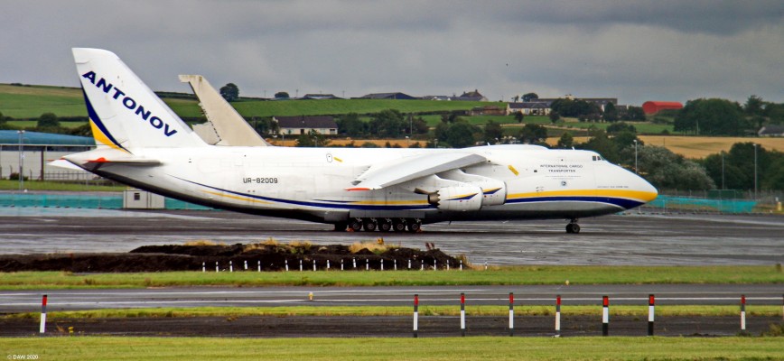 Antonov 124-100M-150 (UR-82009), Prestwick Airport 2017
This is the commercial transport version of the Antanov Strategic Airlift Aircraft built for the Soviet Union in the 1980's.  It can carry loads of up to 150 tons and is not an unfamiliar sight at Prestwick due to its long runway.
