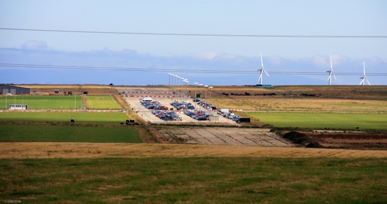 RAF Dounreay, the forgotten airfield
Built in 1944 for RAF Coastal command but never used it was transfered to the Royal Navy as HMS Tern II but never comissioned.  In 1955 the airfield was taken over by the UKAEA as the site for the fast breeder reactor.  The Airfeild was used by them until the 1990's.  After that the control tower was used as a visitor centre but that has since been demolished and as can be seen from this 2014 photo part of  the runway is now used as a car park.

