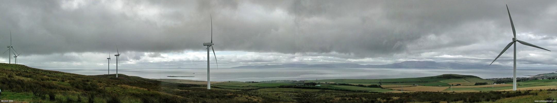 Haupland Muir Windfarm, Ayrshire coast
Haupland Muir consists of 12 2MW turbines mounted on 60m masts.  The blades are 40m in diamter so the total height is 100m.  It would require 600 such turbines to replace the nearby Hunterston B power station. Government subsidies make these systems appear economic but there is a serious risk we are sleep walking into industrialising one of Scotland's best assets, its countryside and scenery.  [url=http://www.streetmap.co.uk/map.srf?X=223272&Y=647185&A=Y&Z=120/] Map locatiion [/url]
