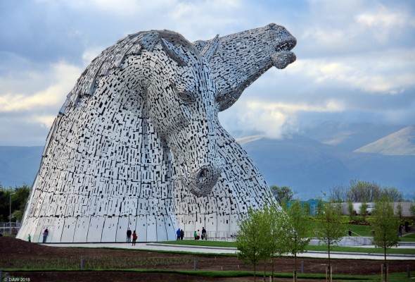 The Kelpies, Grangemouth
The sculptures are some 30m in height with the outer skin made of stainless steel.  They were designed by Andy Scott and erected in 2013, this photo was taken not long after it was opened to the public.  [url=http://streetmap.co.uk/map.srf?X=290697&Y=682016&A=Y&Z=115/] Map location. [/url]
