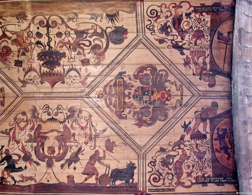 Painted ceiling, Skelmorlie Aisle, Largs
Largs hidden gem in withouot doubt the Skelmorlie Aisle with its amazing painted ceiling.  THe building is all that remains of St Columba Parish Church and is now a Tomb for the Montgomery's.  [url=http://www.streetmap.co.uk/map.srf?X=230300&Y=643290&A=Y&Z=115/] Map location. [/url]
