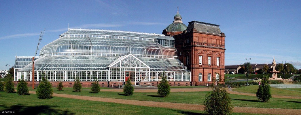 The Peoples Palace and Winter Garden, Glasgow Green
Opened in 1898 the front part of the building is a Museum of the history of Glasgow and its people and the rear is a heated green house with a cafe.  The Museum is open all year and is free entry.  [url=http://www.streetmap.co.uk/map.srf?X=260017&Y=664200&A=Y&Z=115/] Map location. [/url]
