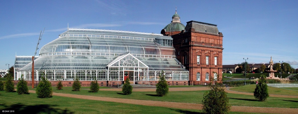 The Peoples Palace and Winter Garden, Glasgow Green
Opened in 1898 the front part of the building is a Museum of the history of Glasgow and its people and the rear is a heated green house with a cafe.  The Museum is open all year and is free entry.  [url=http://www.streetmap.co.uk/map.srf?X=260017&Y=664200&A=Y&Z=115/] Map location. [/url]
