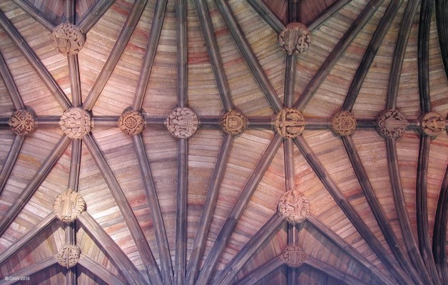 Roof carvings, Paisley Abbey
Some of the elaborate wood carvings on the east roof of Paisley Abbey.
