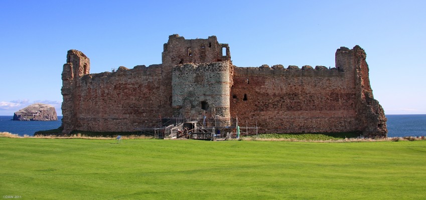 Tantallon Castle, North Berwick
This mid 14th century fortress was the last Medieval curtain walled Castle to be built in Scotland.  The Bass Rock can be seen on the left.  [url=http://www.streetmap.co.uk/map.srf?X=359562&Y=685050&A=Y&Z=120/] Map location. [/url]
