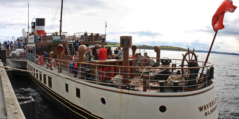 Paddle Steamer Waverley boarding at Largs pier
