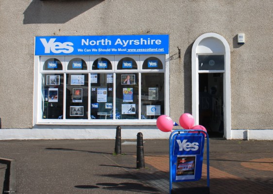 The Yes Shop, Gallowgate Square, Largs
Taken during the lead up to the historic Scottish Independence Referendum on the 18th September 2014.  The final result was 2,001,926 against and 1,617,989 for independence.  Although it was clear No it does beg the question why 45% of those who voted would have been happy to leave the 300 year old union.  Personally I see it as a deferred yes rather than a no.
