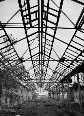 Abandoned Shanks factory, Barrhead, 2008
In 1900 Shanks had already been operating as a succesfull business in Barrhead for more than 20 years.  Until then the bathroom fittings had been manufactured by other companies to Shanks design.  At this point Shanks decided to build their own pottery  as a way of expanding the business.  A pottery remained in use here for the next 90 years until finally closing in 1992.
