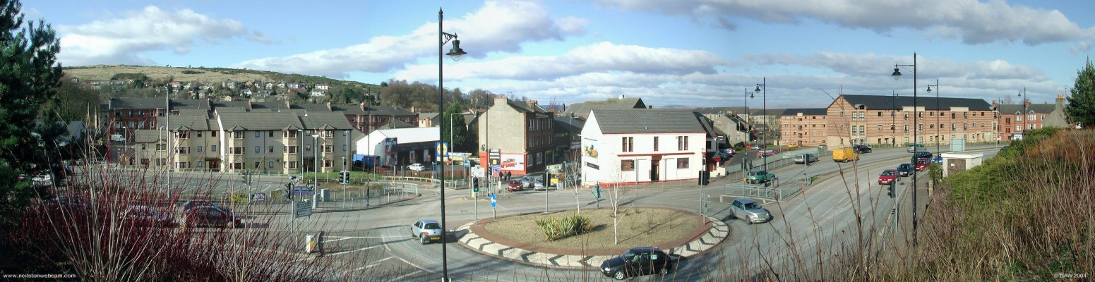 Allan's Corner, Barrhead
Barrhead Main Street has undergone dramatic changes even since I was a boy, this picture of Allans corner shows just how much has changed.  The Arthurlie Inn at the centre has stood the test of time. A railway viaduct stood where the flats on the left are and I wonder how many remember the George Cinema that used to be where the flats on the right now stand.
