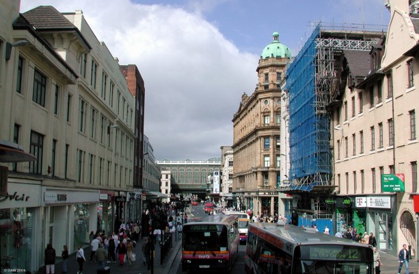 Argyle Street
A view looking west along Argyle Street, one of Glasgow's main shopping areas.  Glasgow Central Station can be seen spanning across the road in the distance, this bridge is known as "The Highlandmans Umbrella"
