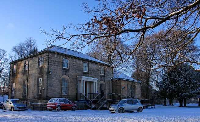 Arthurlie House in Winter, Barrhead
Built in 1870 by Gavin Ralston, it was later bought by Henry Dunlop, owner of the Levern Mill who enlarged it to what you see today.  In the 1930s the estate was bought by Barrhead Burgh Council and the house is now a community centre.  The recent addition of an access ramp has somewhat spoilt the look of the building but as a community centre it must now have disabled access. [url=http://www.streetmap.co.uk/map.srf?X=249880&Y=658302&A=Y&Z=115/] Map location. [/url]
