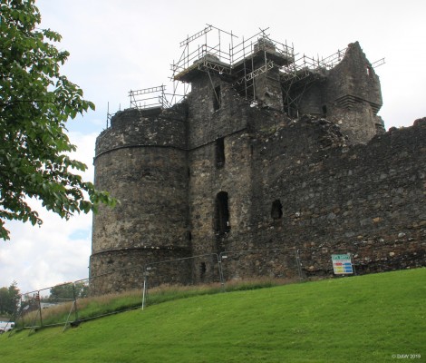 Balvenie Castle, Dufftown
The ruins of Balvenie Castle stand just on the edge of Dufftown.  It dates from the 13th century but fell out of use by the 18th century.  Unfortunately on this visit not only was it wet but a lot of restoration work was taking place. [url=http://streetmap.co.uk/map.srf?X=332572&Y=840865&A=Y&Z=120/] Map location. [/url]
