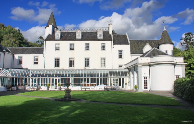 Barony Castle, Scottish Borders
The house you see today was built around an existing 16th century Tower House.  Today it is operated as The Barony Castle Hotel.  During the second World War it was requisitioned for military use and became a school for training Polish staff officer training.  This link to Poland is what it is famous for today since in its grounds it hosts The Great Polish Map of Scotland.

