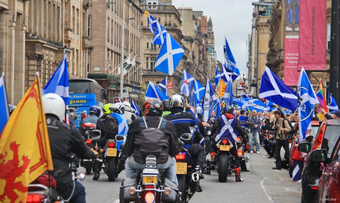 Bikers, George Square Glasgow, 2018
Taken at an event held in the centre of Glasgow during an[url=https://www.facebook.com/AllUnderOneBanner/]"All Under One Banner" [/url] Rally.  At that time there still seemed momentum for Independence after the Brexit vote but since then any attempts at another referendum have been denied by the UK Government.
