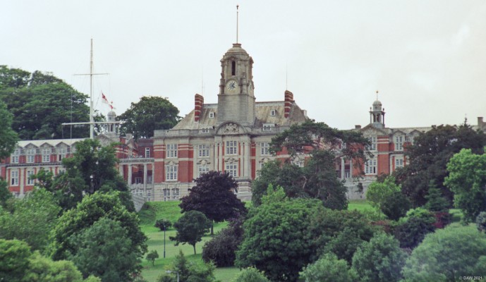 Britannia Royal Navy College, Dartmouth, 1991
The building you see today was built in 1905 on land gifted to Sir Walter Raleigh by Queen Elizabeth I.  It sits on a hill above the town of Darthmouth on the River Dart.  [url=http://streetmap.co.uk/map.srf?X=287925&Y=51879&A=Y&Z=115/] Map location. [/url]
