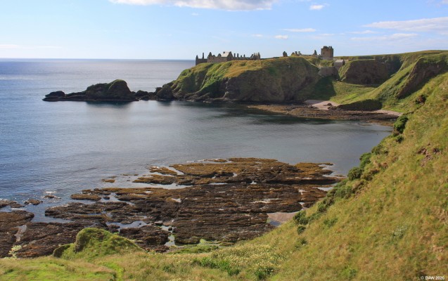 Dunnottar Castle
A view of Dunnottar Castle from the coastal. Most of the ruins at Dunnottar date from the 15th and 16th century but it is thought to have been a fortified sight since the middle ages.  [url=http://streetmap.co.uk/map.srf?X=387979&Y=784408&A=Y&Z=120/] Map location. [/url]

