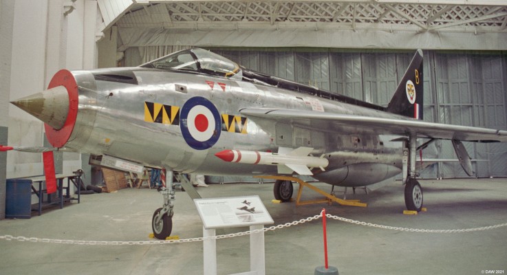 English Electric F1 Lightening, Duxford, 1992
XM135 at the Imperial War Museum at Duxford in 1992.  First flown in 1959 she was the first MK1 to fly.  She remained in service until 1974 and has been at the IWM ever since.
