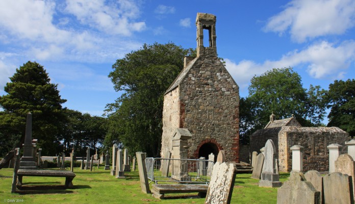 Fordyce old Kirk and graveyard, Aberdeenshire
The name Fordyce has appeared over the years as Fuardeas, Fordis and Fordys, and means "the cold South".  Christian worship took place here for over a thousand years.  It only ended when a new Kirk was built on the west side of Fordyce in 1804.  The church established here was dedicated to Talarican (Tarquin) who is believed to have been of Irish descent and came to these parts to spread the Christian Gospel. [url=http://streetmap.co.uk/map.srf?X=355575&Y=863840&A=Y&Z=120/] Map location. [/url]
