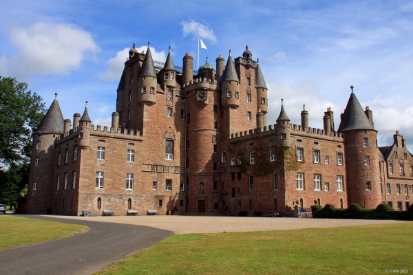 Glamis Castle, Angus
Glamis has been the home of the Lyon family since the 14th century. The present Castle dates mostly from the 17th century.  This was also the childhood home of the mother of Queen Elizabeth II.  [url=http://streetmap.co.uk/map?X=338547&Y=747926&A=Y&Z=120/] Map location. [/url]
