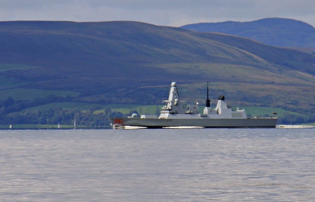 HMS Dragon departing the Clyde
Taken from Largs on the 27th August 2011, the day HMS Dragon left the Clyde to be delivered to the Royal Navy in Portsmouth.  
